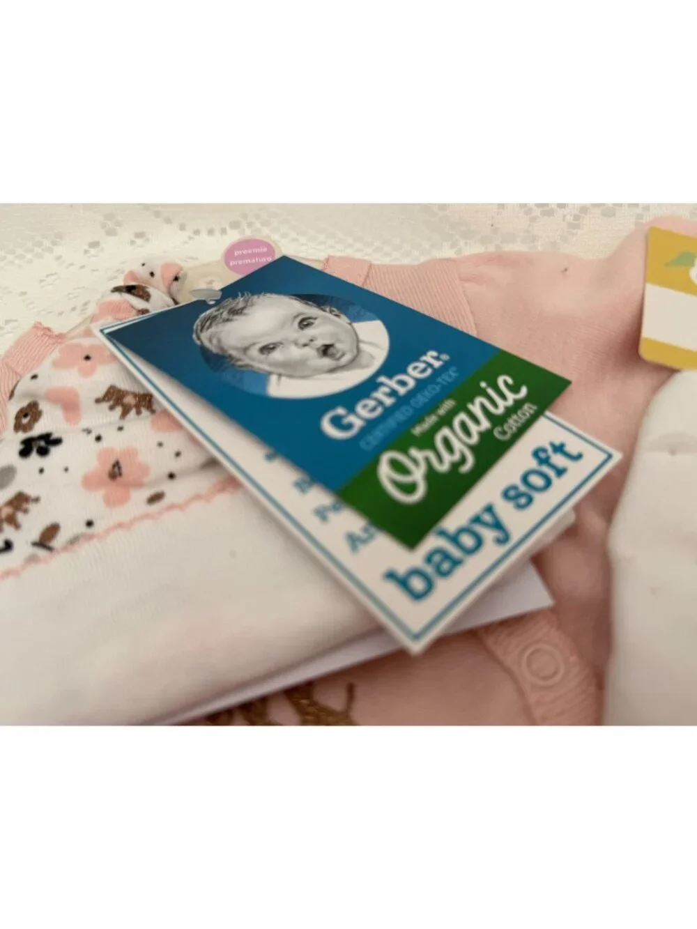 Gerber Organic Baby Girl Set Preemie Pink Outfit Bib Shoes Bandana